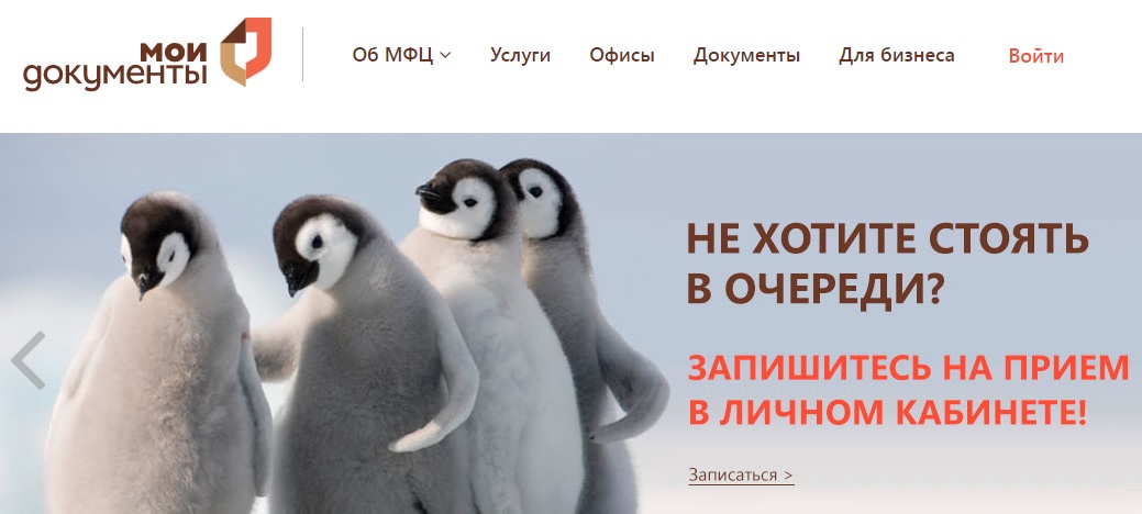 Авторизация в личном кабинете «Мои документы»
